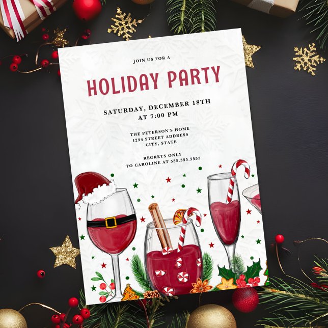 Christmas Cocktails Holiday Party Invitation (Creator Uploaded)