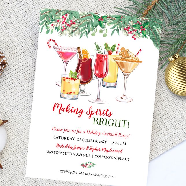 Christmas Cocktails Holiday Party  Invitation (Creator Uploaded)