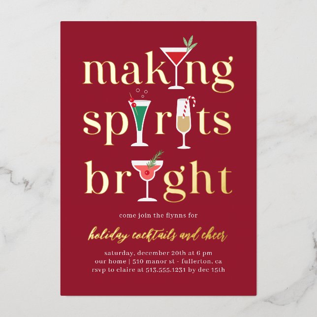 Christmas Cocktails Holiday Party Invitation (Front)