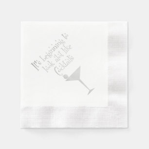 Christmas Cocktails Retro 50s Silver Motif Napkins