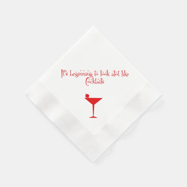 Christmas Cocktails Retro 50s Style Napkin (Corner)