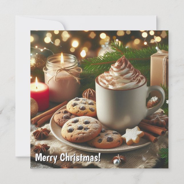 Christmas cocoa and cookies Merry Christmas Holiday Card (Front)