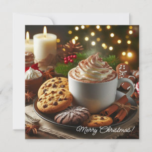 Christmas cocoa and cookies Merry Christmas  Holiday Card
