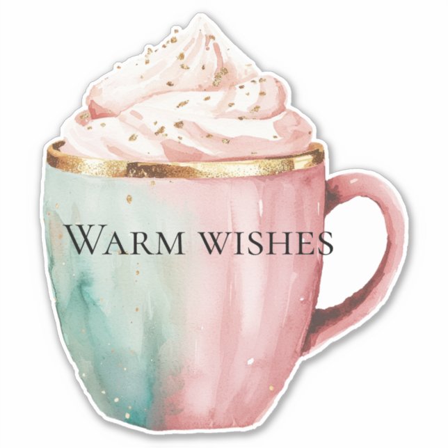 Christmas Cocoa Gold Blush Pink Mint Warm Wishes (Front)