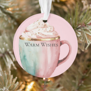 Christmas Cocoa Gold Blush Pink Mint Warm Wishes Ornament