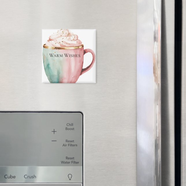 Christmas Cocoa Gold Pink Mint Warm Wishes Magnet (In Situ (Fridge))