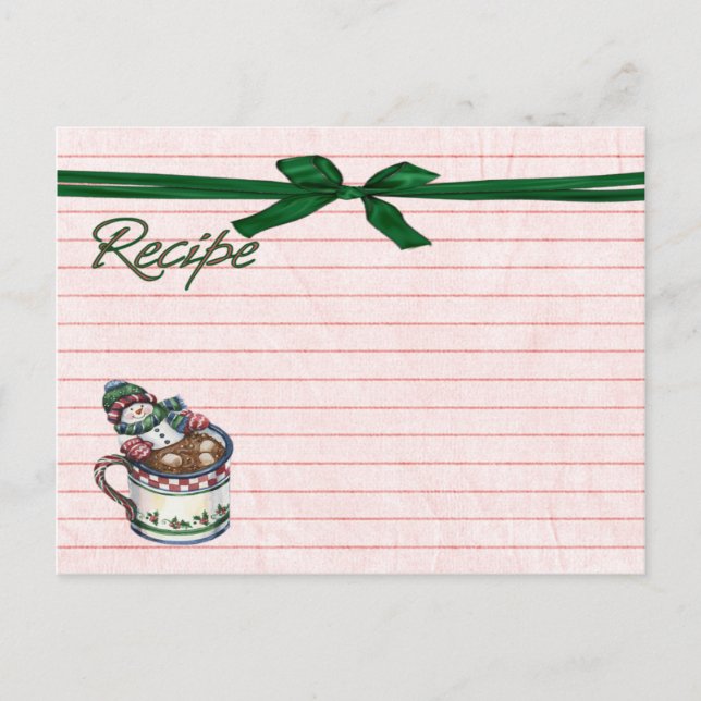 Christmas cocoa recipe card postcard (Front)