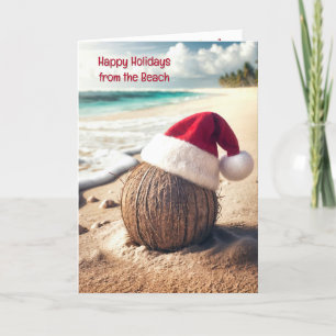 Christmas Coconut With Santa Hat Card