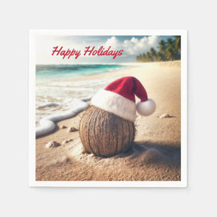Christmas Coconut With Santa Hat Napkin