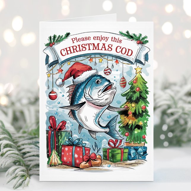 Christmas Cod Funny Fishing Christmas Card (Creator Uploaded)