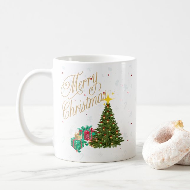 Christmas coffee bowl with tree and reaglos coffee mug (With Donut)