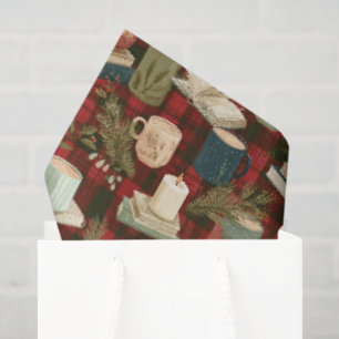 Christmas Coffee Cups Books Candles Rad Plaid Tissue Paper