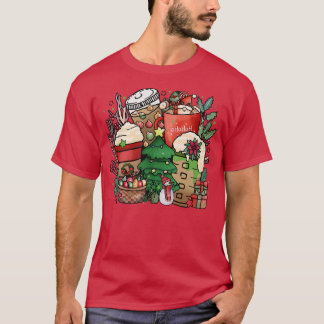 Christmas Coffee Latte With Xmas Tree Snowman Wint T-Shirt