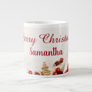 Christmas coffee mug with golden balls