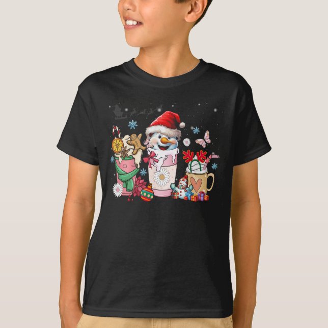 Christmas Coffee Pink Christmas Spice Latte Cosy S T-Shirt (Front)