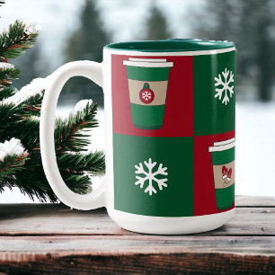 Christmas Coffees Snowflakes Holiday Themed Two-Tone Coffee Mug