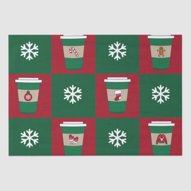 Christmas Coffees Snowflakes Holiday  Tissue Paper (Front)