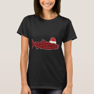 Christmas Coho Salmon Red Plaid Buffalo Tartan San T-Shirt