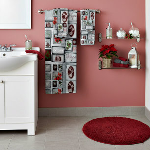 Christmas collage bath towel set