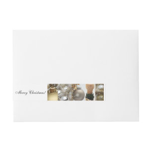 Christmas Collage Black, White and Gold Wraparound Address Label