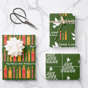 Christmas collage candles dove light peace custom  wrapping paper sheet