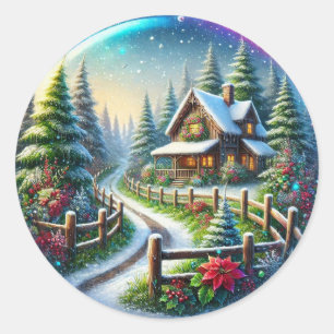 Christmas Collage Classic Round Sticker