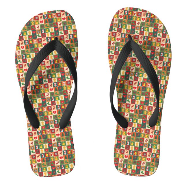 Christmas Collage Flip Flops (Footbed)