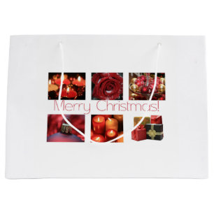 Christmas Collage in Red Large Gift Bag