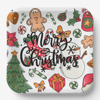 Christmas Collage Merry Christmas  Paper Plate