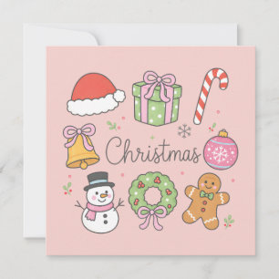 Christmas Collage Pastel Icons Holiday Card
