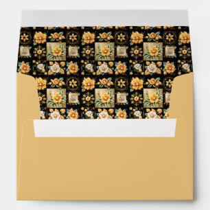 Christmas Collage with Gold and White Flowers Envelope