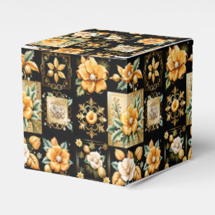 Christmas Collage with Gold and White Flowers Favour Box