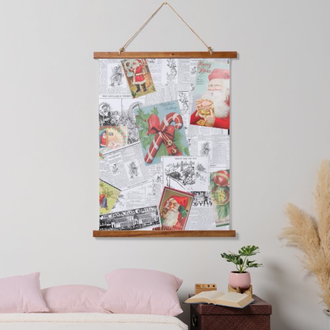 Christmas Collage Wood Topped Wall Tapestry (Bedroom)