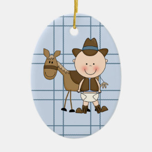 Christmas Collection Baby Cowboy Horse Ceramic Tree Decoration