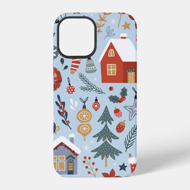 Christmas collection of decorative winter elements iPhone case (Back)