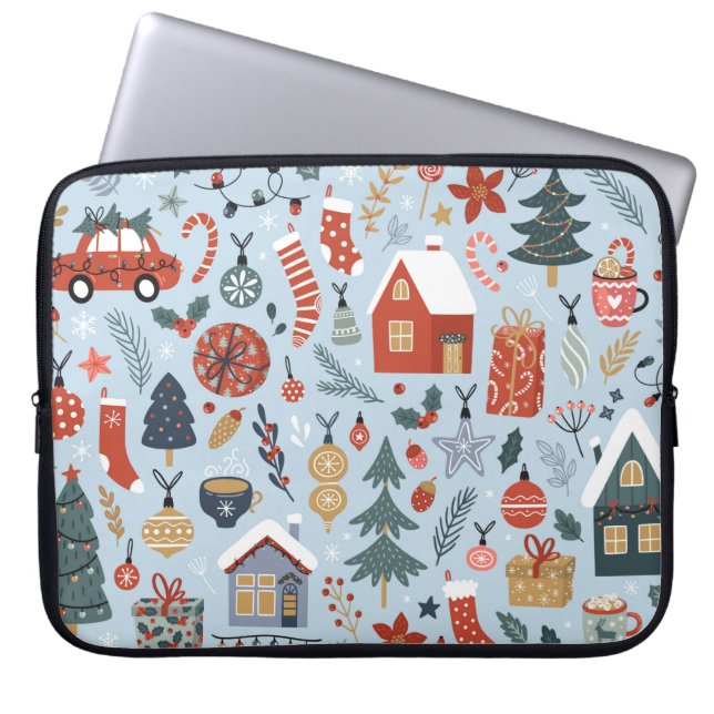 Christmas collection of decorative winter elements laptop sleeve (Front)
