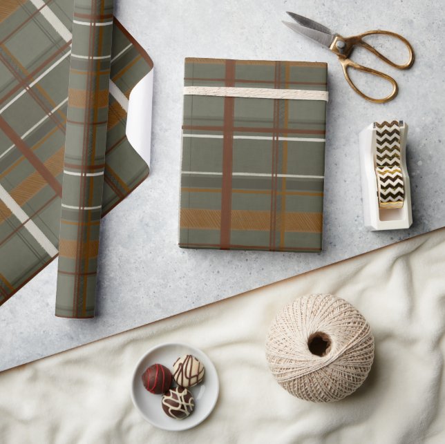 Christmas Collection | Plaids Green, Cream, Tan Wrapping Paper (Crafts)