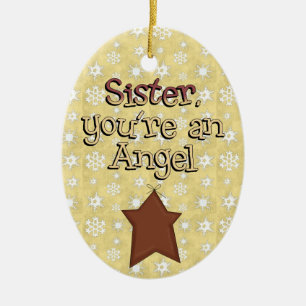 Christmas Collection Sister Angel Star Ceramic Tree Decoration