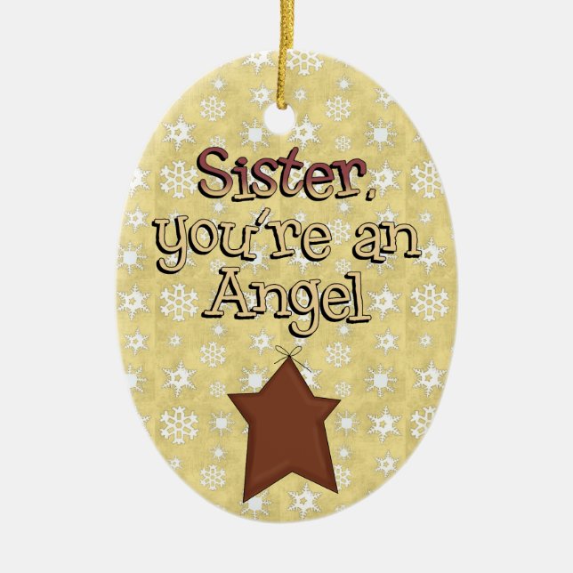 Christmas Collection Sister Angel Star Ceramic Tree Decoration (Front)