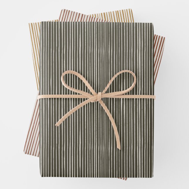 Christmas Collection | Stripes Green, Red, Gold  Wrapping Paper Sheet (In situ)