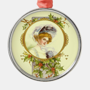 Christmas Collection Vintage Victorian Lady Metal Tree Decoration