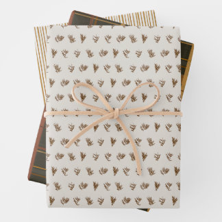 Christmas Collection | Warm Plaid, Stripes, Cedar  Wrapping Paper Sheet