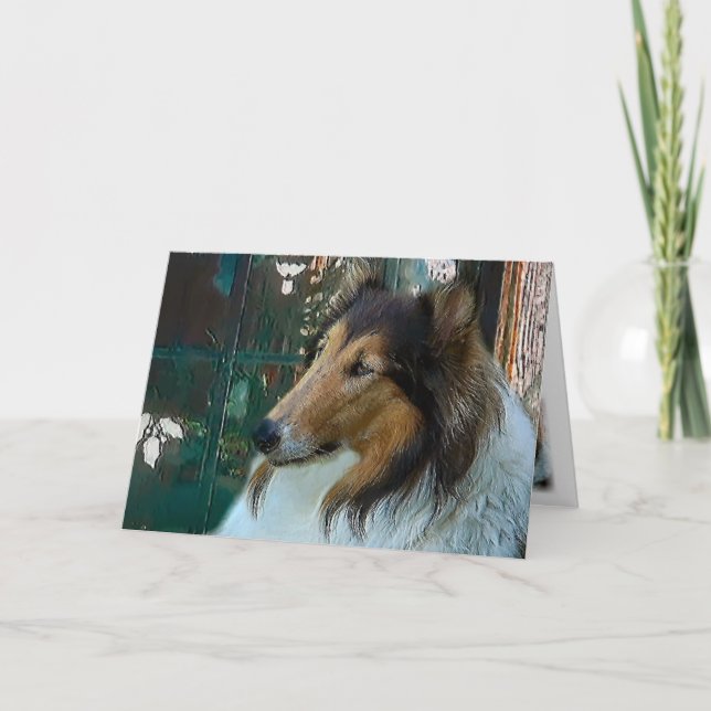 Christmas Collie at Window Holiday Card (Front)