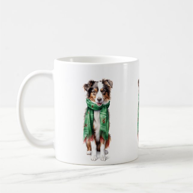 Christmas Collie, Border Collie, Australian Shep Coffee Mug (Left)