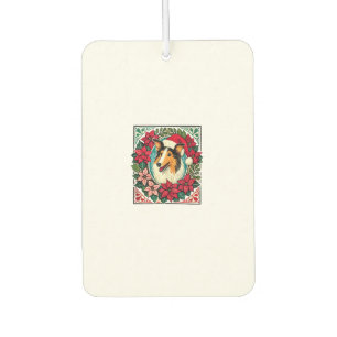 Christmas Collie Dog Illustration Yule Collies 1 Car Air Freshener