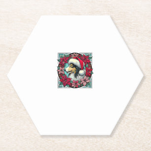 Christmas Collie Dog Illustration Yule Collies 2 Paper Coaster