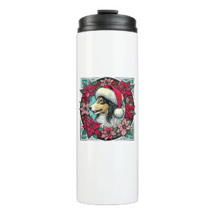 Christmas Collie Dog Illustration Yule Collies 2 Thermal Tumbler
