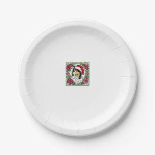 Christmas Collie Dog Illustration Yule Collies 5 Paper Plate