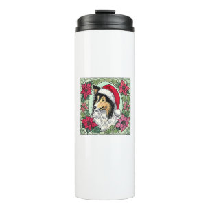 Christmas Collie Dog Illustration Yule Collies 5 Thermal Tumbler