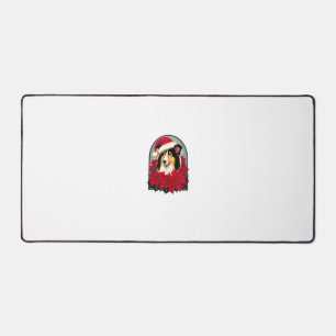Christmas Collie Dog Illustration Yule Collies des Desk Mat
